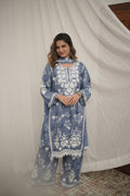 Dusty Pakistani Kurta Set with Embroidered Dupatta