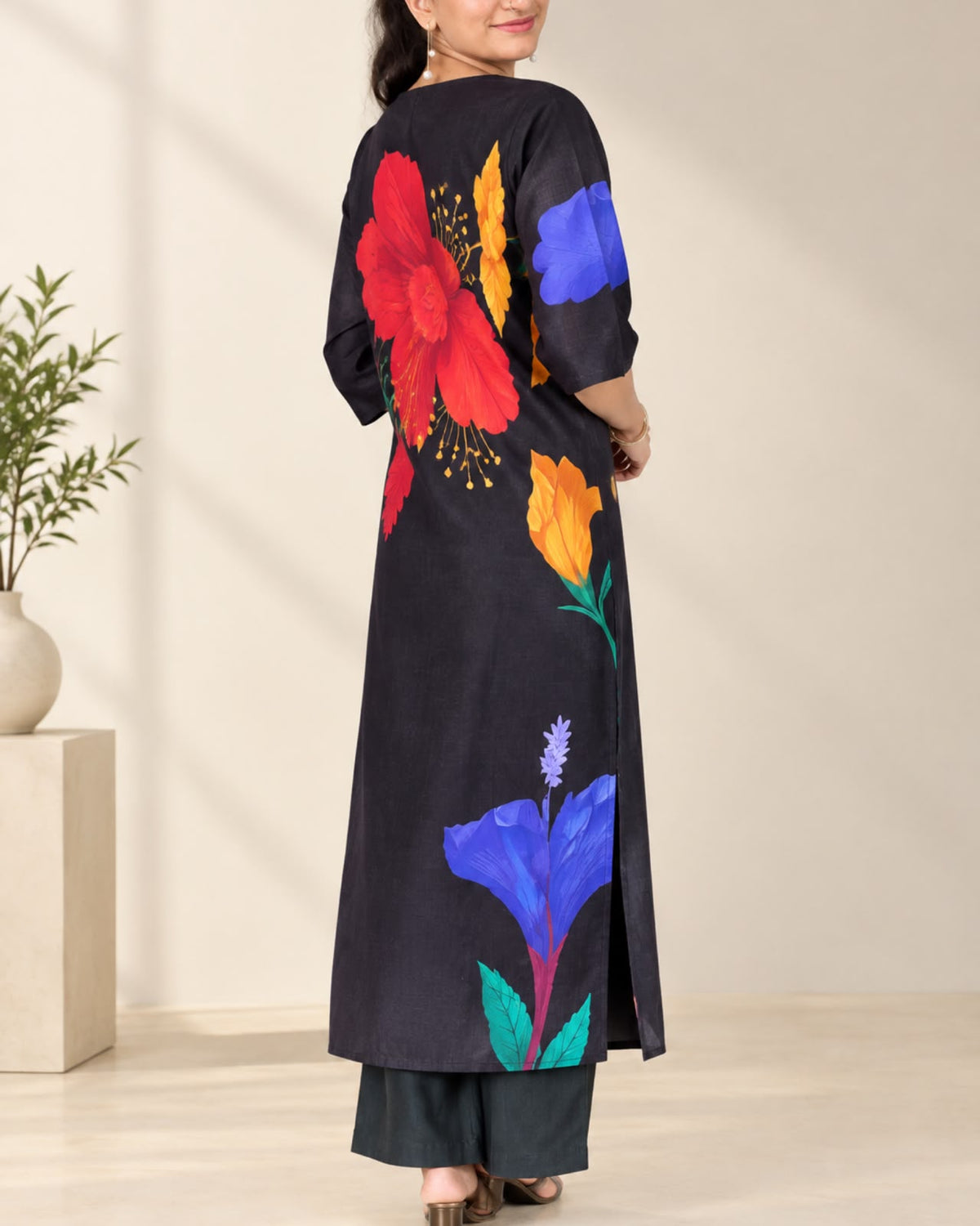 Black Floral Print Co-ord Set