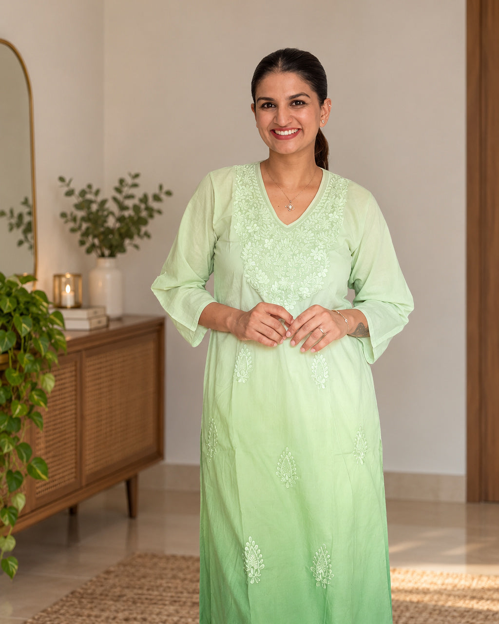 Chikankari-Inspired Embroidered Kurta