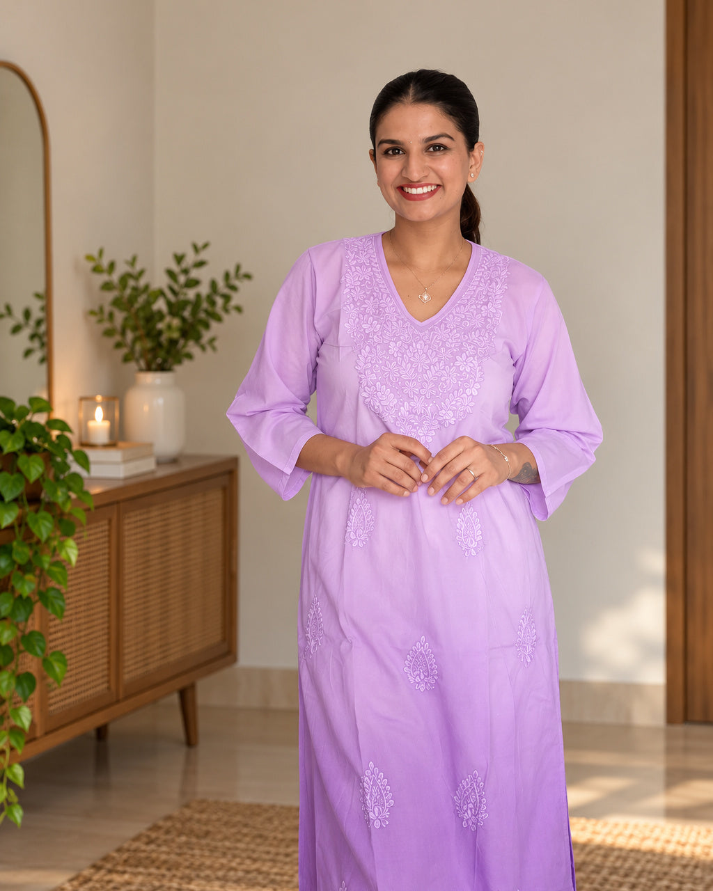Chikankari-Inspired Embroidered Kurta