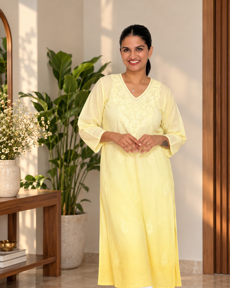 Chikankari-Inspired Embroidered Kurta